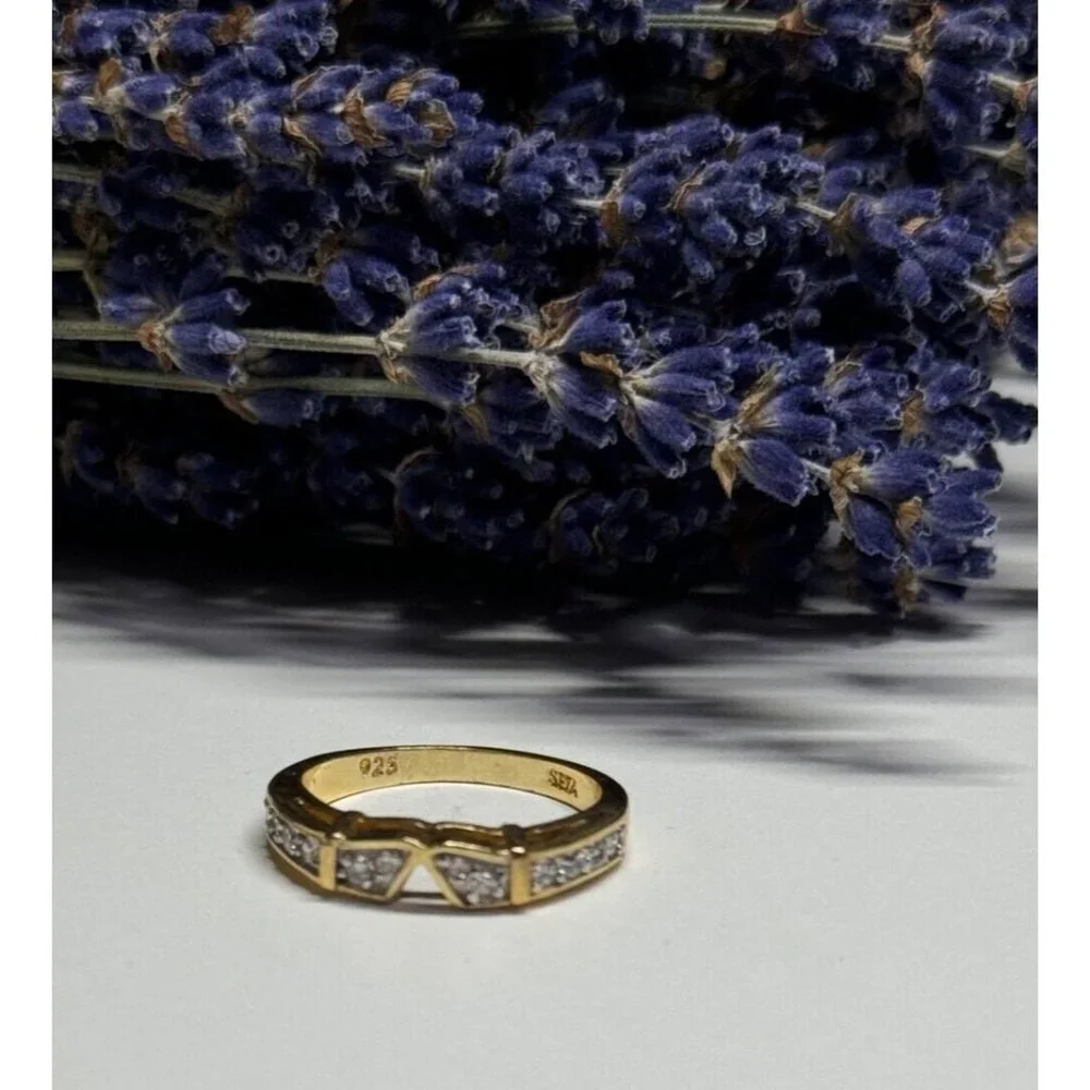 925 STERLING SILVER GOLD PLATED CZ RING SIZE 8.5